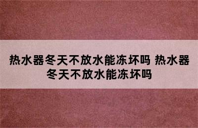 热水器冬天不放水能冻坏吗 热水器冬天不放水能冻坏吗